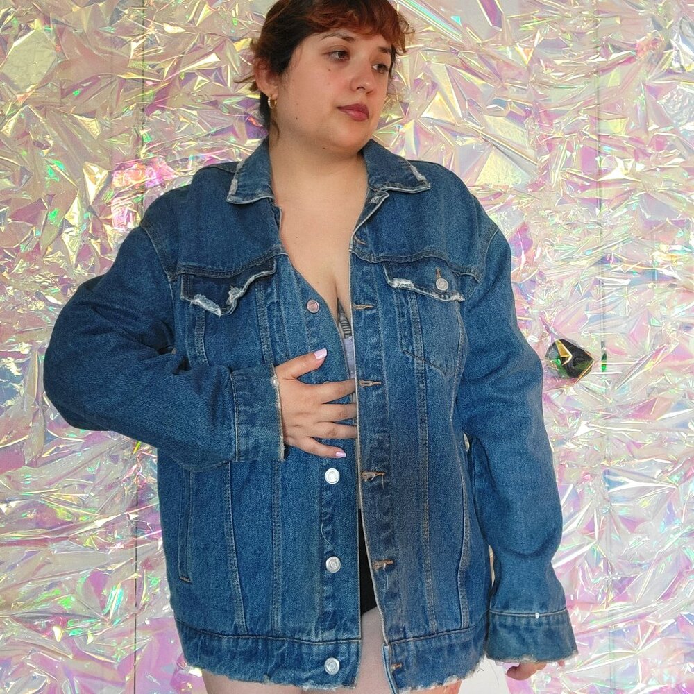 Women Oversize jean jacket size L